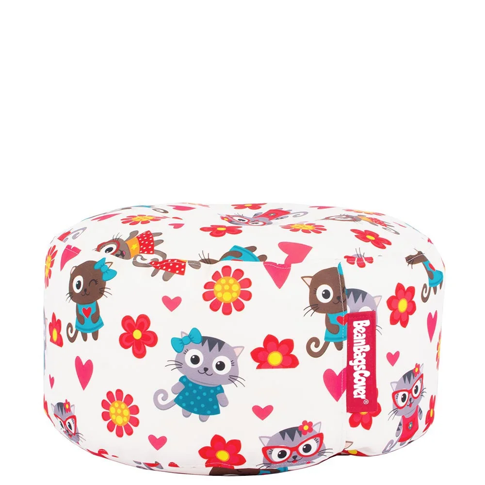 🐱 Round Pouf "Cats in Glasses"