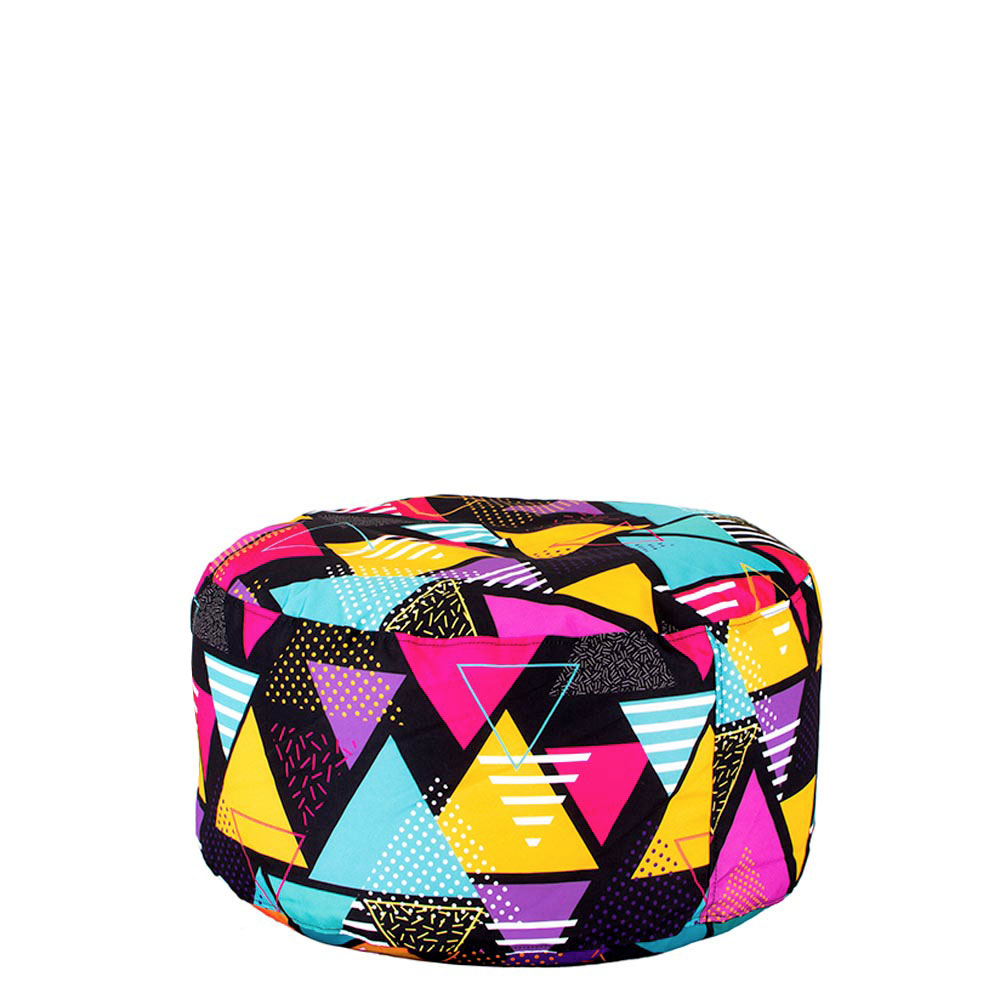 🔺 Round Pouf "Neon Triangles"